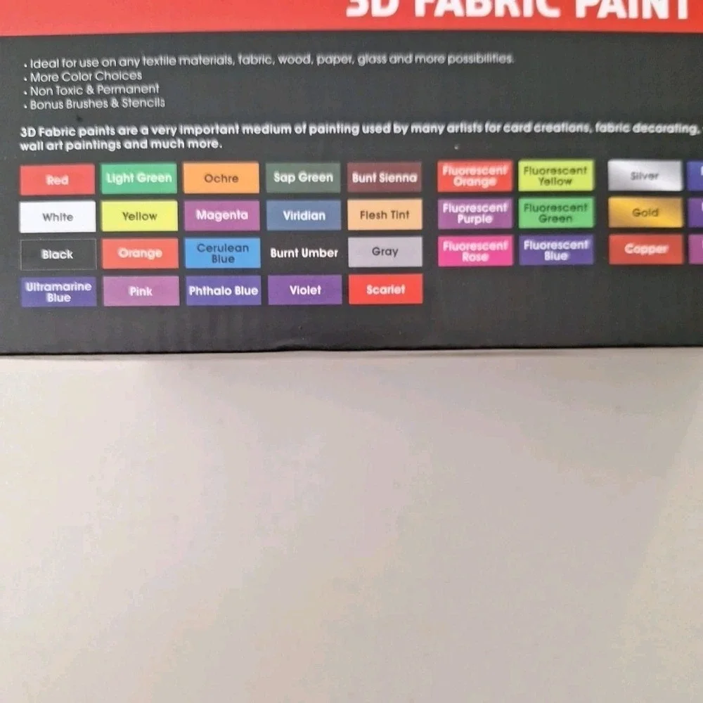 Magicfly 3D Fabric Permanent Paint 40 Color, Puffy Paint 1 Fl Oz A112